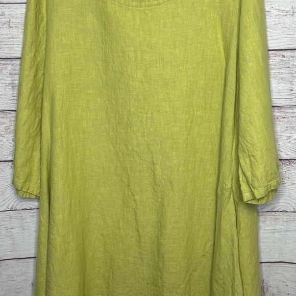 Bryn Walker Green Lagen Look Cottage Core Coastal 100% Linen Dress Size Large - Picture 6 of 10